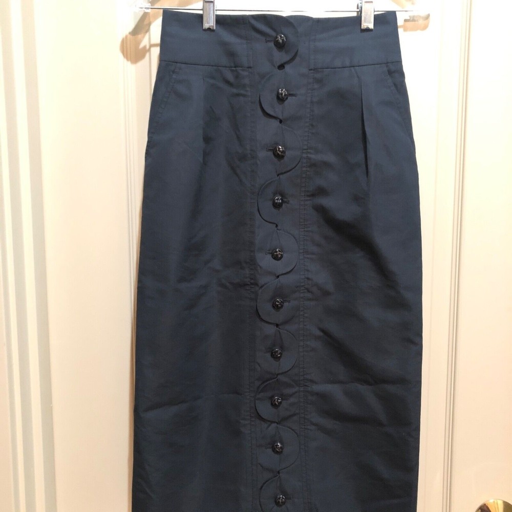 YVES SAINT LAURENT Rive Gauche Black Classic Button Front Pencil Skirt F34 US 2